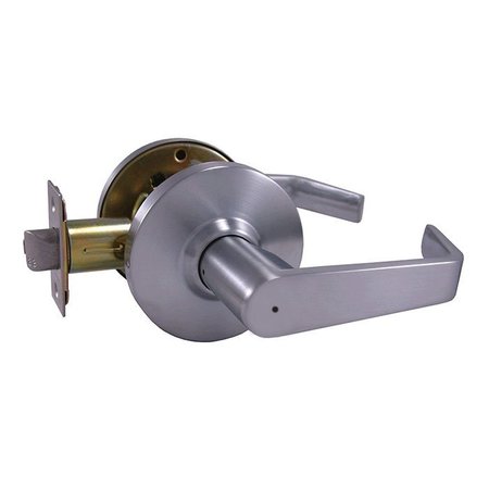 DESIGN HARDWARE Grade 2 Cylindrical Lock, 76-Privacy, F-Flat Lever, Round Rose, Satin Chrome, 2-3/4 Inch Backset DH-J-76-F-26D